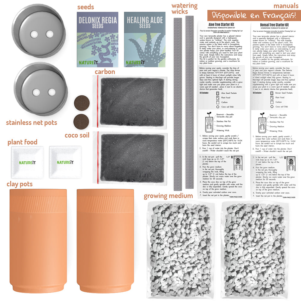 aloe hydroponic terracotta planter Bonsai & Aloe Vera Clay Hydro Premium Kit